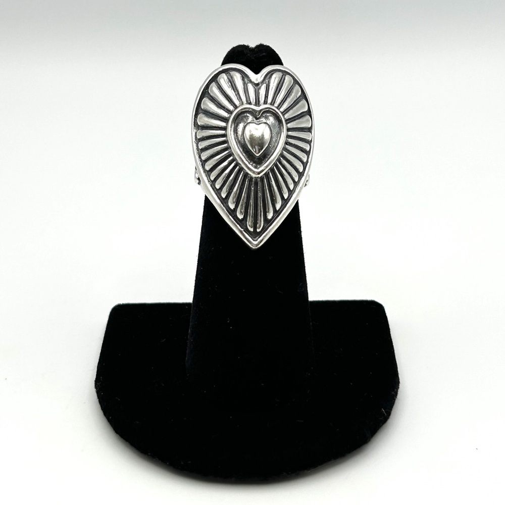 Signed Carolyn Pollack 925 Sterling Silver Heart Statement Ring EUC 15g Size 5 - Picture 2 of 15